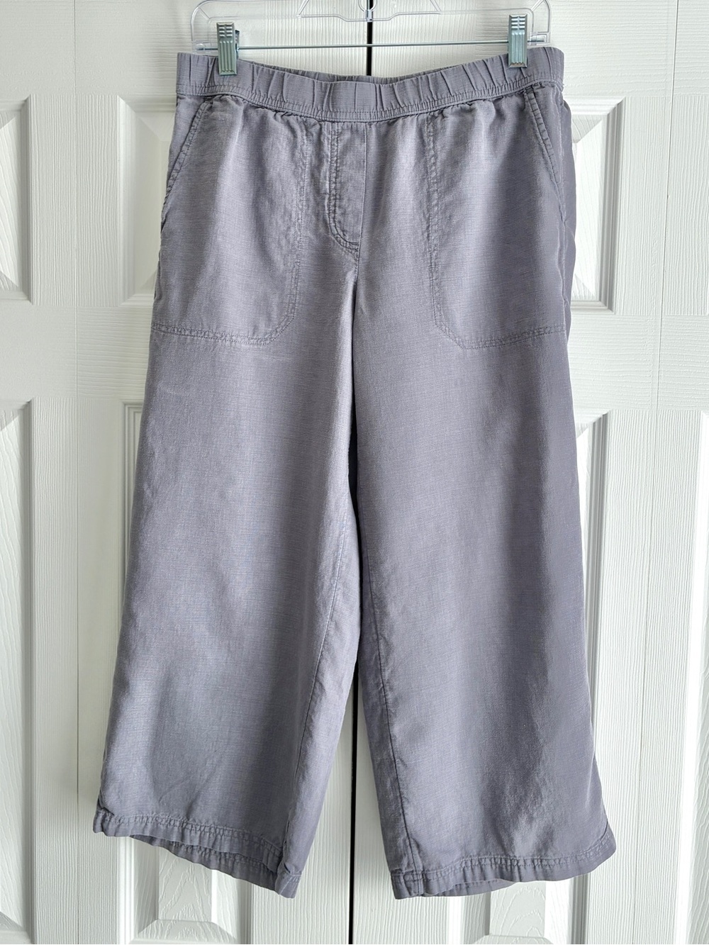 J. Jill Linen Blend Wide Leg Cropped Pants S Petite Gray Pull On Coastal Resort - Picture 3 of 15